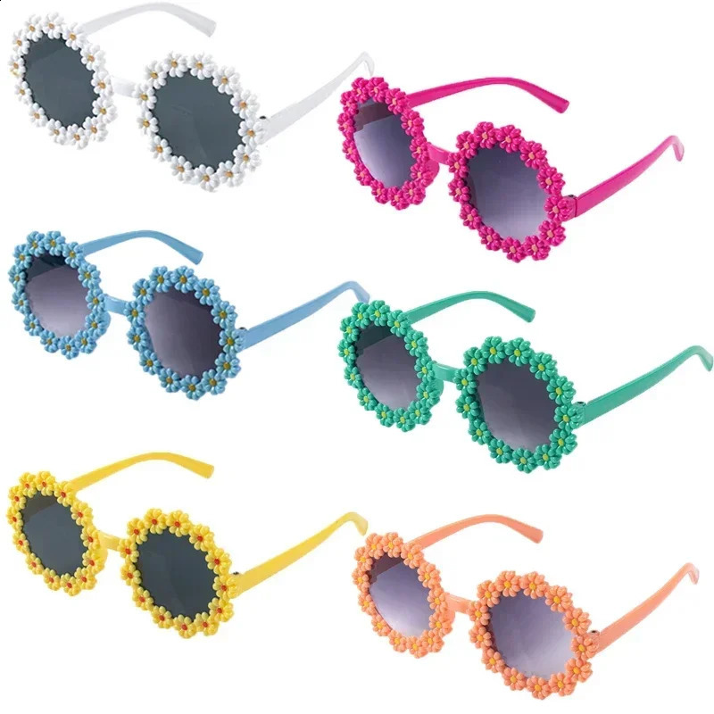 Kids Daisy Flower Round Frame Sunglasses Children Girls Birthday Wedding Party Po Props Summer Outdoor Decor Supplies Z260305