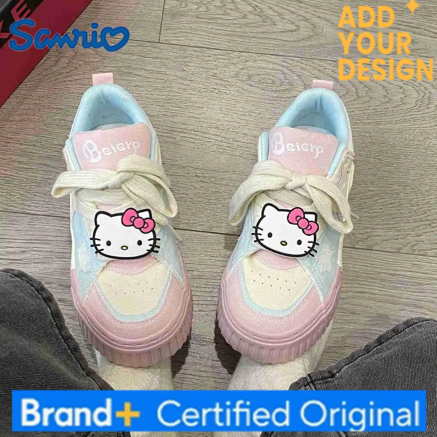 Sanrio Hello Kitty Thick Soled Canvas Shoes Women Fashion Cute Sports Board Shoes Japanese Style Harajuku Versatile Casual Shoes H251223