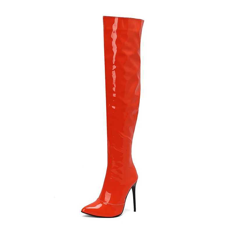 SGESVIER Womens Over the Knee High Boots Sexy Point Toe Autumn Winter Shoes Black Red Heeled Long Boot Ladies Party ShoesT251223