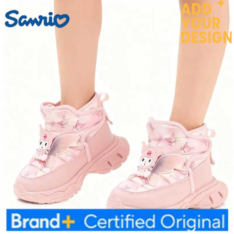 Sanrio KidsCasual Shoes Mid-Calf Boots PU Leather Cartoon Kuromi Winter Shoes For Girls Anti-slip Warm Pink Pruple Shoes Size 26-37 H251223