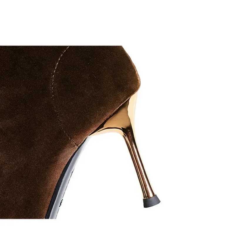 BIGTREE New Fashion Pointed Toe Elastic Ladies Short Modern Boot High Heel Shoes Women Ankle Boots Shoes Female Slip On FootwearT251223