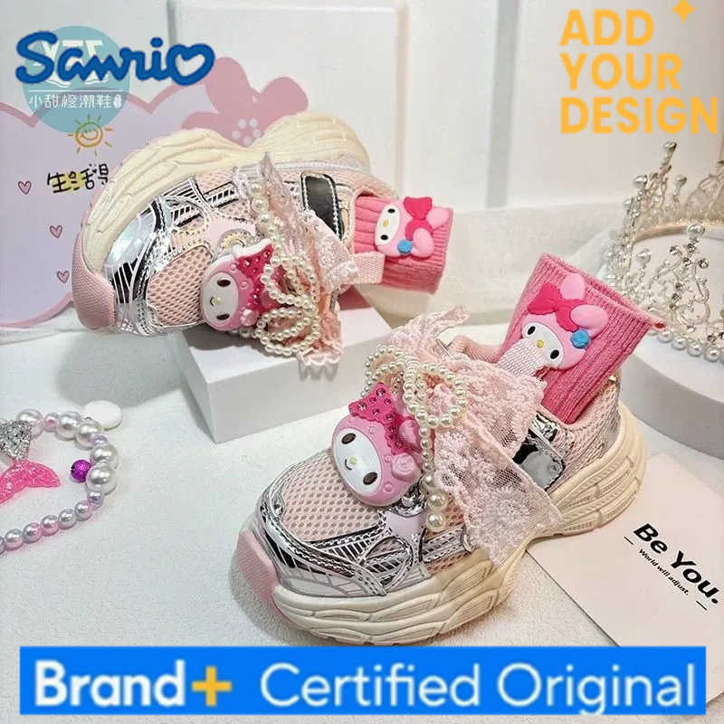 Sanrio Spring Summer Kawaii My Melody Anime Casual Children Shoes 2025 Cute Cartoon Pearl Bow Sneakers Lovely Gifts for Kids H251223