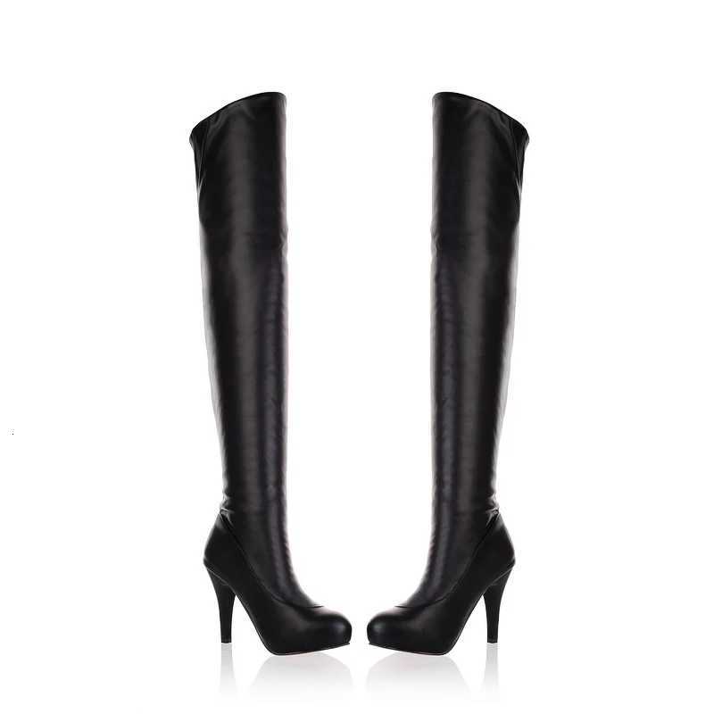 Sexy Spuer High Heel Over The Knee Boots Women Platform Stretch Boots Zipper Autumn Winter Fashion Women Shoes Black WhiteT251223