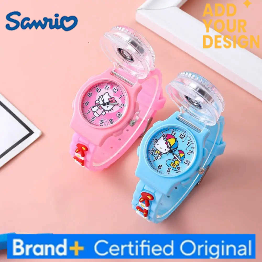 Sanrio Sanrios Cartoon Watch Anime Kuromi My Melody Cinnamoroll Watch Kawaii Crystal Patch Glowing Decompress Rotating Electronic Watch H2512231