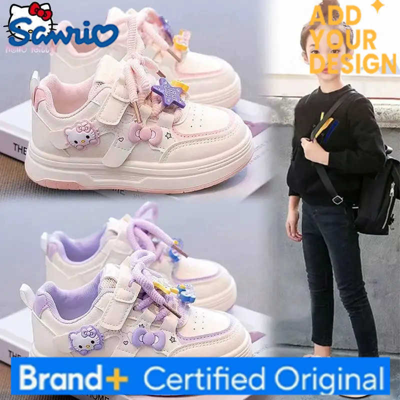 Sanrio Hello Kitty Childrens White Shoes Cartoon New Anime Spring Autumn Kawaii Girls Soft Sole Princess Shoe Casual Sport Shoe H251223