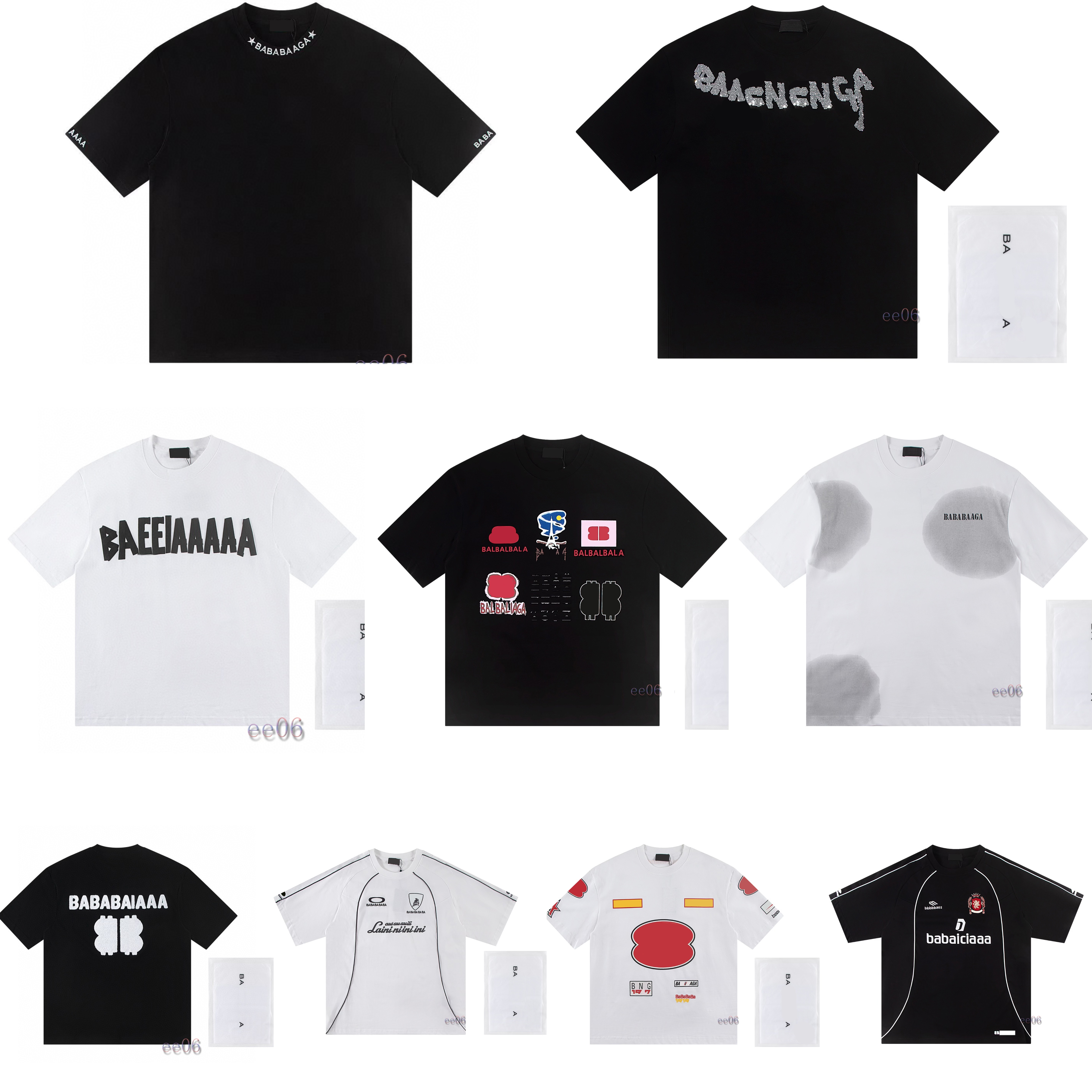 Designer Summer BA Fashion Trendy Street Cotton T-shirt High Quality T-shirt Breathable Men's and Women's Casual Short Sleeve T-shirt