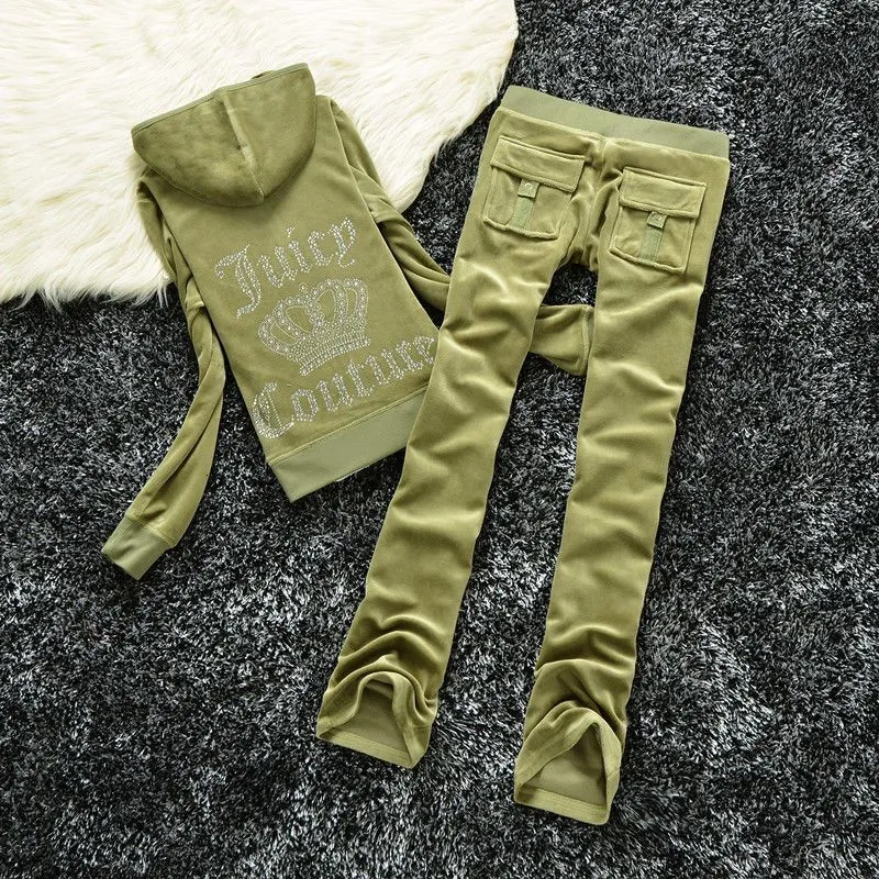 Juicy Womens Tracksuits - Velour Two-Piece Jogging Set with Hoodie & Sweatpants C260312