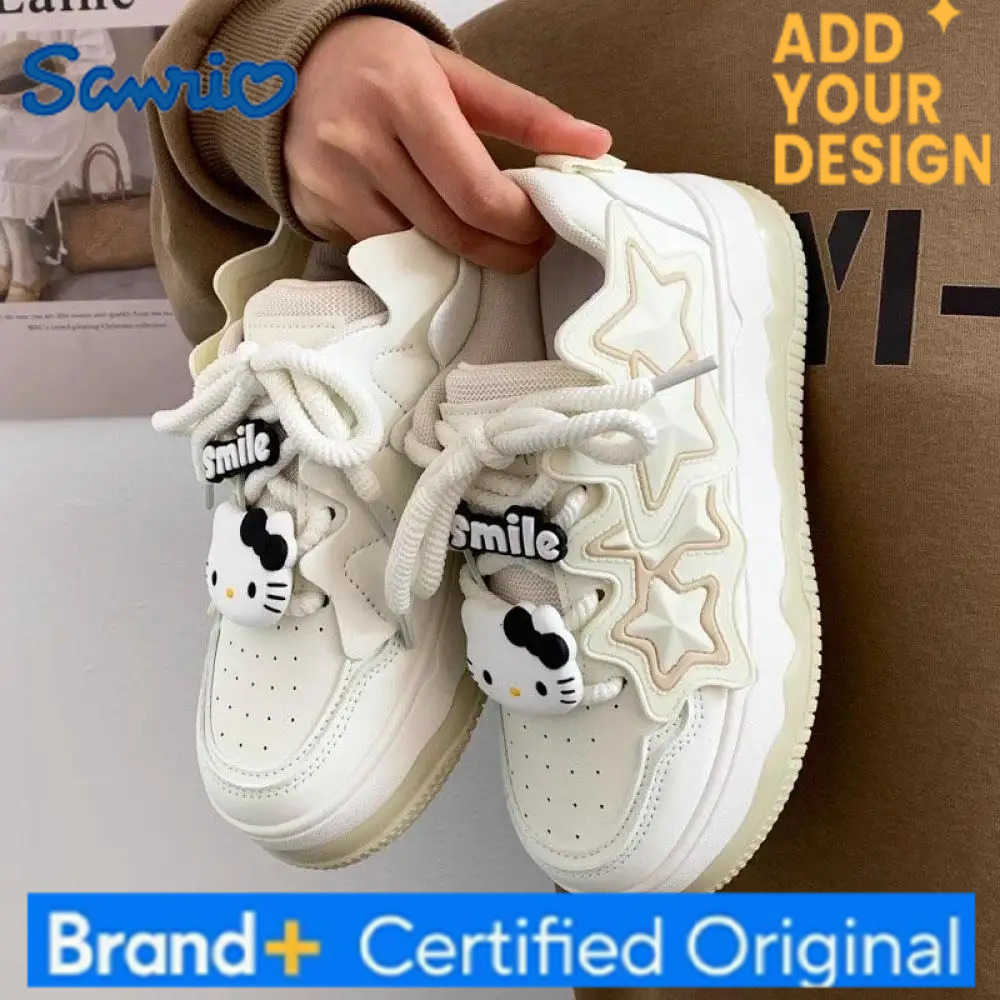 Sanrio Anime Female Sneakers Hello Kitty Sports Shoes Cartoon Cute Spring Autumn Versatile Thick Bottom Rise Leisure Board Shoes Girls H251223