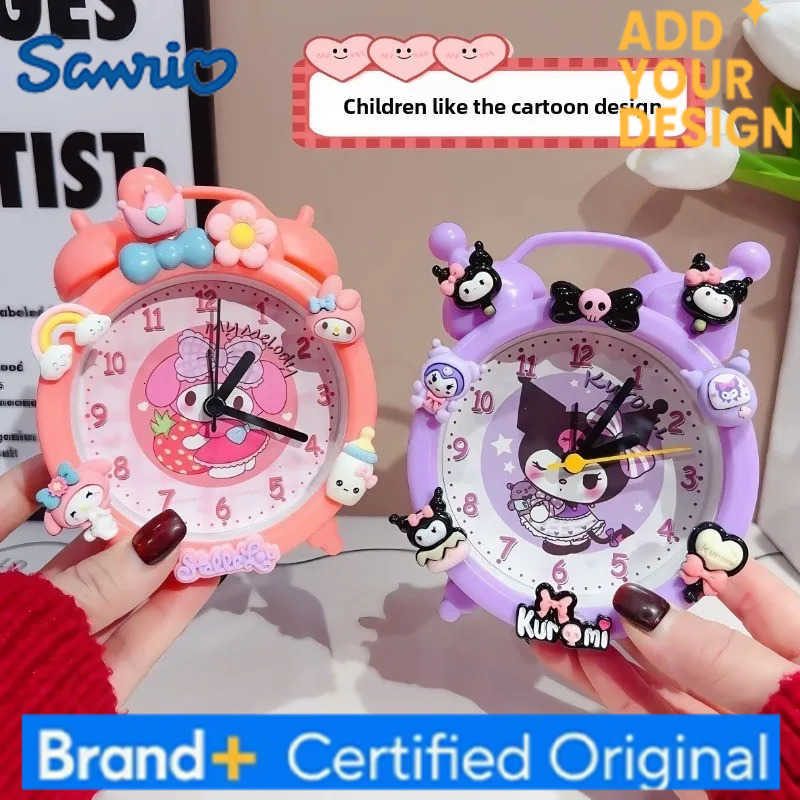 Sanrio Hello kitty new childrens alarm clock kuromi cartoon cute creative desktop clock student wake up artifact table clock H251223