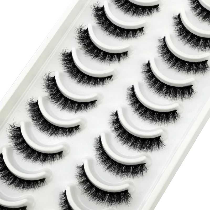 HBZGTLAD 10 Pairs 3D Faux Mink Lashes Fluffy Soft Full Thick Wispy Natural long False Eyelashes Curly lashes wholesale lashesT251223