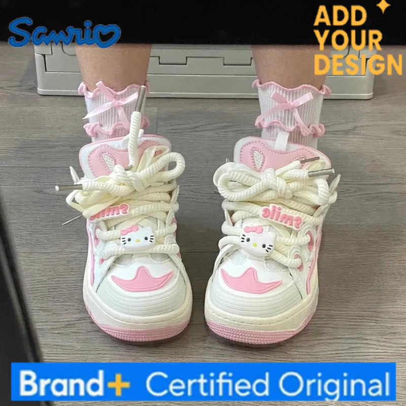 Sanrio Hello Kitty Luxury Design Plate Shoes Y2k Girl Cartoon Korean Style Aesthetic Cute Shoes Women Fashion Casual Sneakers H251223