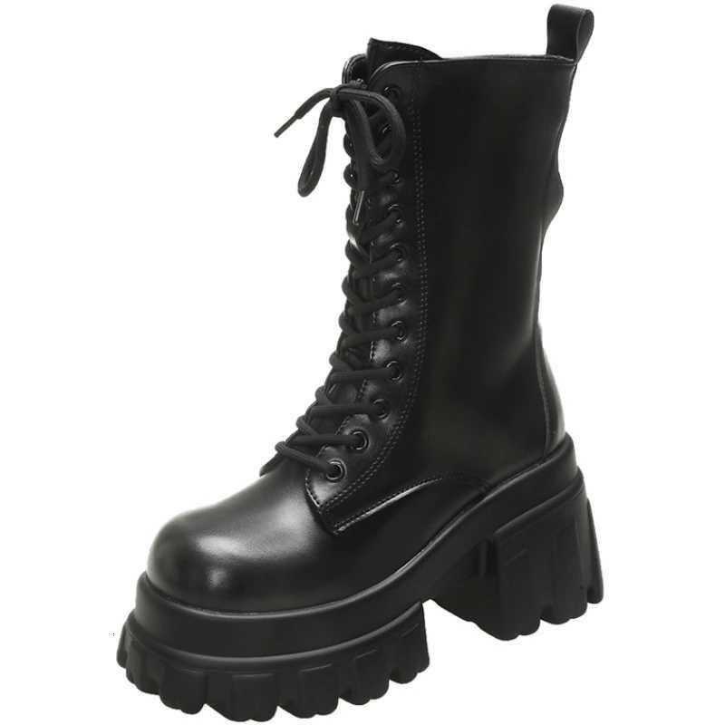 9CM Chunky Platform Ankle Boots Women 2025 New Autumn Winter Motorcycle Boots Woman Thick Bottom Non Slip Leather Combat BootsT251223