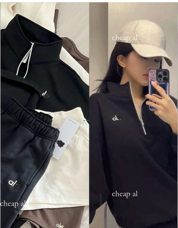 Women alonessitys Men Sets Designer Quarter Zip Sweatshirt Sweatpants Pullover Hoodie alonessitys Jacket Pullover Yoga 1/4 Full Zip Crew jacket Pants Clothes