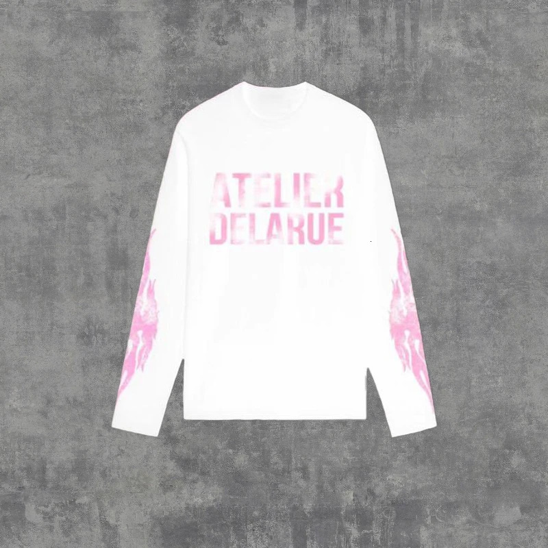 Y2K Harajuku Retro Niche Long Sleeve Print Letter Flame Tops Fashion Casual Comfortable Streetwear Unisex Oversized Clothes 251223
