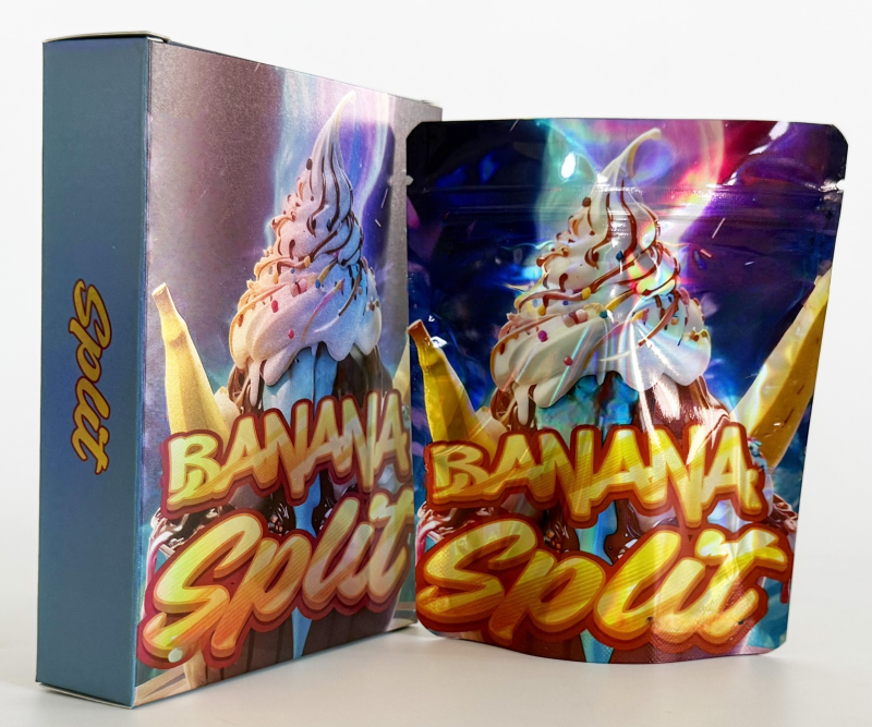 custom printed mylar bag with box combo 3.5 inch 1/8oz cali style foil pouch smell proof packaging food storage