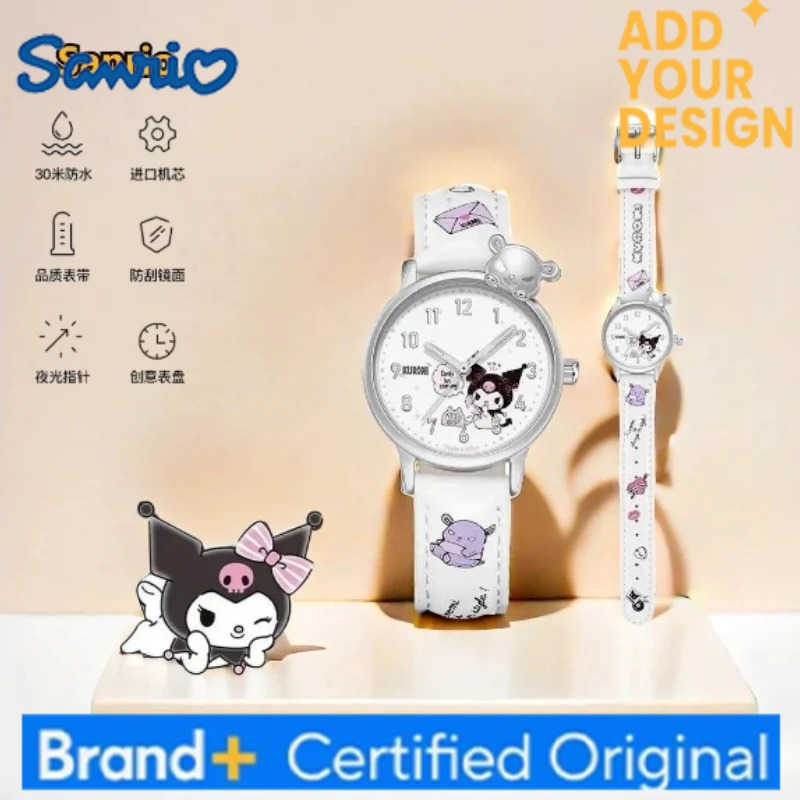 Sanrio Hello Kitty Cinnamoroll anime cartoon cute fashionable waterproof luminous watch suitable for students is a gift for girls H251223