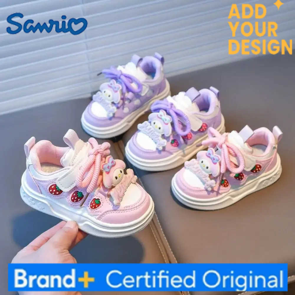 Sanrio Girls Fashion Casual Sports Shoes Cartoon Melody Print Childrens Trend Board Shoes Big Kids Anti Slip Little White Shoes H2512231