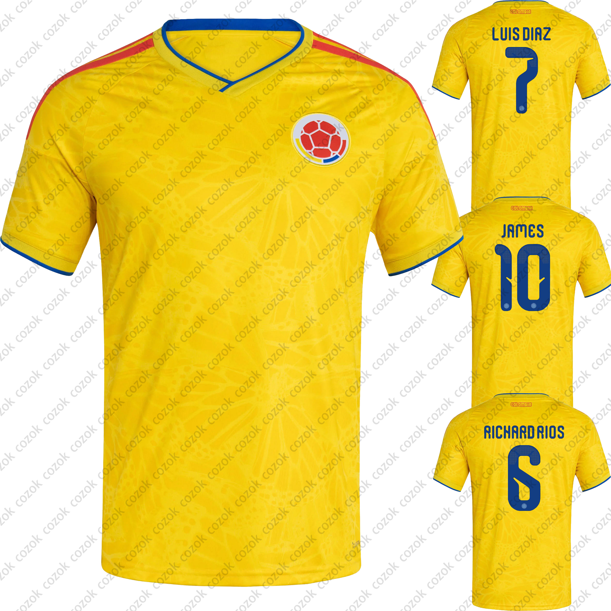 2026 World Cup Colombia Home Jersey National Team James No.10 Soccer Jersey Diaz No.7 Fan Edition Replica Unisex Football Shirt