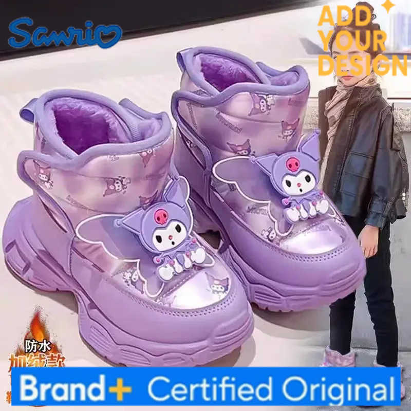 Sanrio Kuromi Girl Cotton Boots Sanrios Winter New Anime Kawaii Cartoon Velvet Water Proof Keep Warm Anti-Slip Thicken Short Boots H251223
