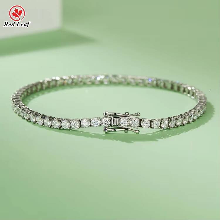 Redleaf 18K White Gold Plated 925 Sterling Silver Tennis Bracelet 3/4/5MM D Color VVS Moissanite 3/4/5MM D Color VVS Moissanite