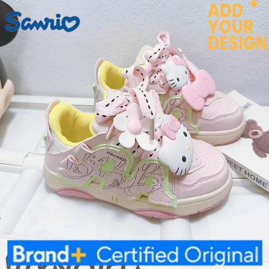 Sanrio 2025 New Hello Kitty plus size Branded For Female Students Soft Girl kids Canvas Shoes red bow child childrens pink Skate Shoes H251223