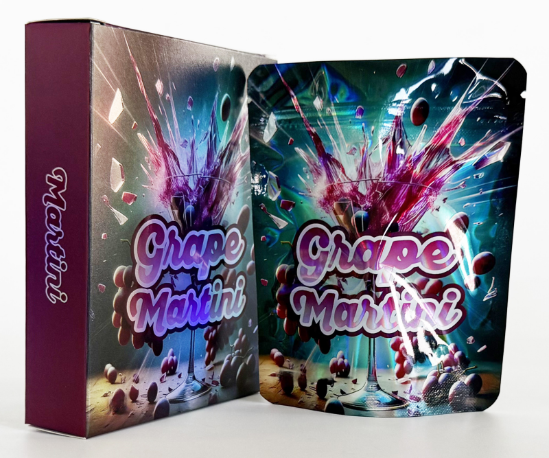 custom printed mylar bag with box combo 3.5 inch 1/8oz cali style foil pouch smell proof packaging food storage