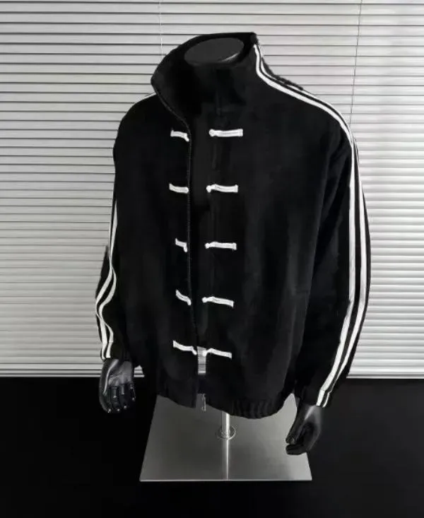 Men's Jackets Spliced Stand Collar Jacket Spring Chinese Style Buttoned Fashion Retro Tang Single Breasted Tops Coat High Quality Classic Oversiz