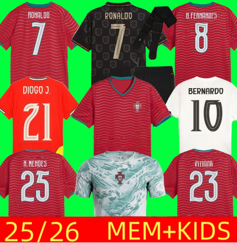 2026 27 World Cup Soccer Jerseys Portuguesa Ronaldo JOAO FELIX BERNARDO B. FERNANDES PEPE 25 26 27 Maillot Portugal Football Shirt Team Men Kids Kit