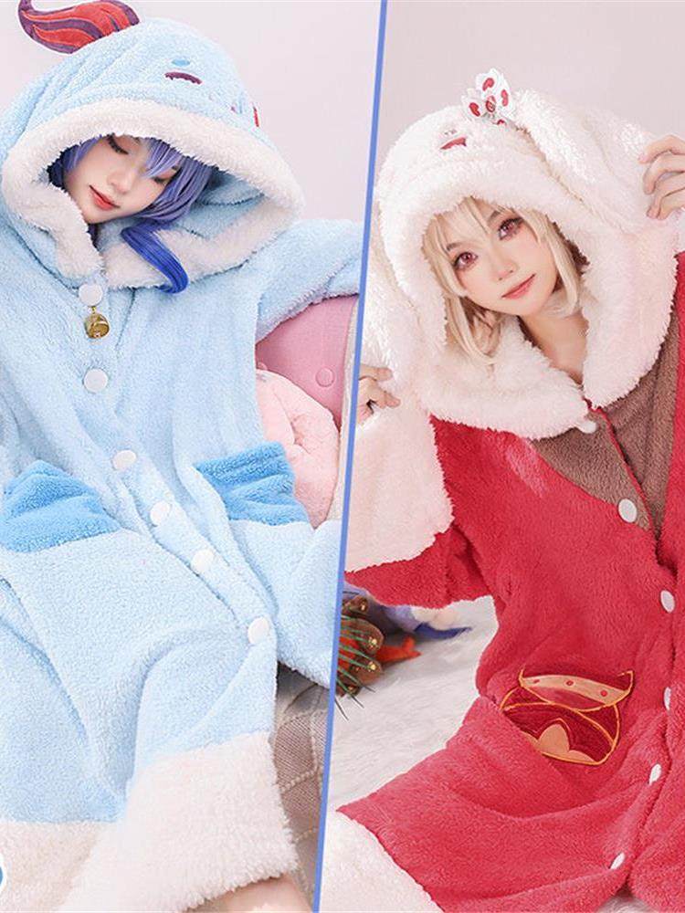 Women's Robe Kawaii Genshin Impact Plush Toys Scaramouche Ganyu Klee Plush Pajamas Soft Stuffed Home Clothes Robe Cute Men Women Night Cloth 2312