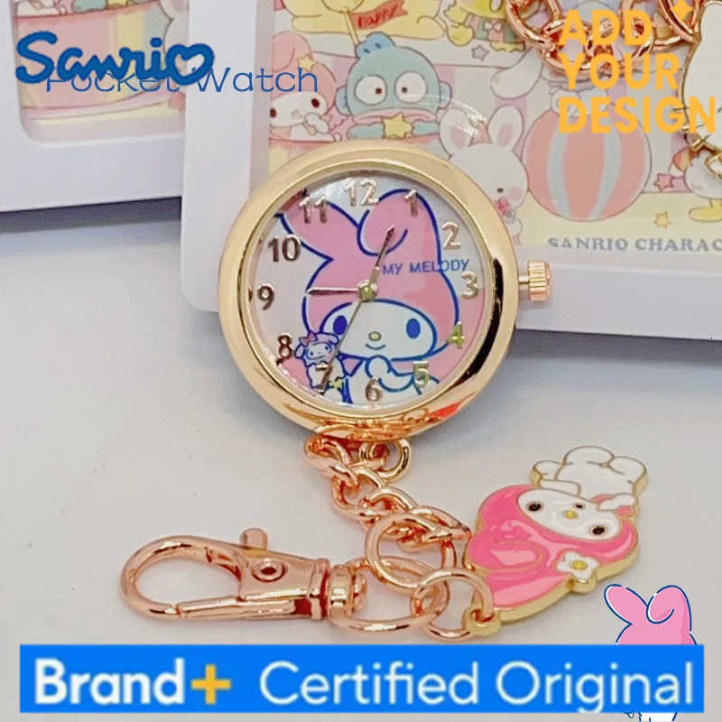 Sanrio Anime Hello Kitty Keychain Pocket Watch Girls Student Kuromi Cinnamoroll Fashion Children Gifts Quartz Watches Ornaments H251223