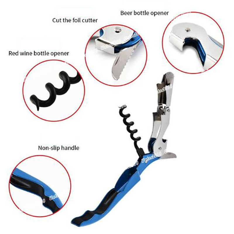 Stainless Steel Bottle Opener Knife Pull Tap Double Hinged Corkscrews Household Kitchen Tools 9 Colors