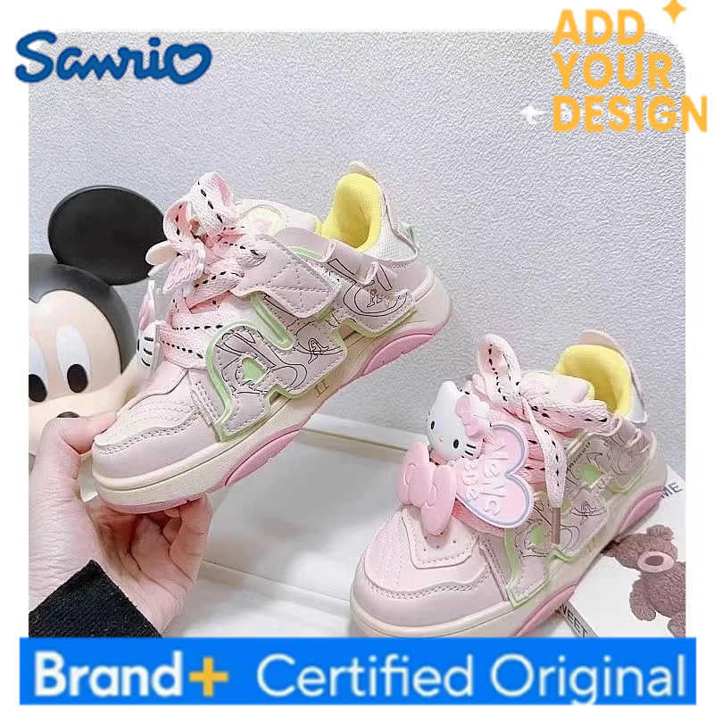 Sanrio 2025 New Hello Kitty plus size Branded For Female Students Soft Girl kids Canvas Shoes red bow child childrens pink Skate Shoes H251223
