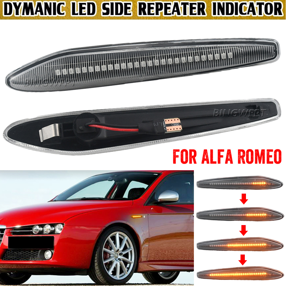 2Pcs Canbus LED Dynamic Side Marker Lights Car Turn Signal Lamps For Alfa Romeo 159 Sportwagon Brera Spider 939 OEM#60691105