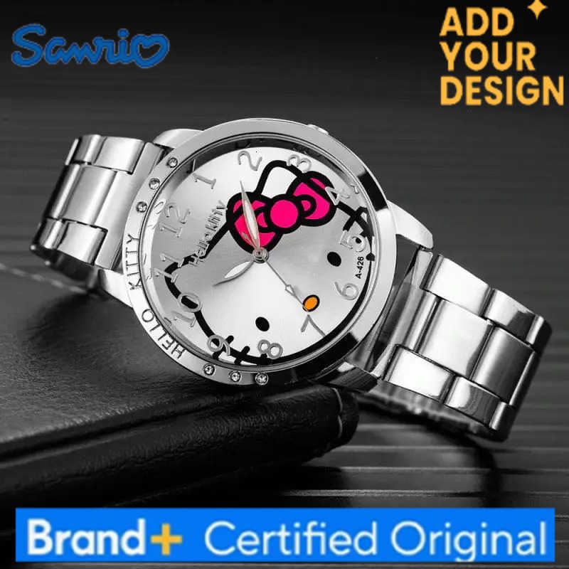 Sanrio Hot Sales Casual Simple Steel Band WomenS Watch Hello Kitty Fashion Cartoon Kawaii Quartz Watch Girls Birthday Gift H251223