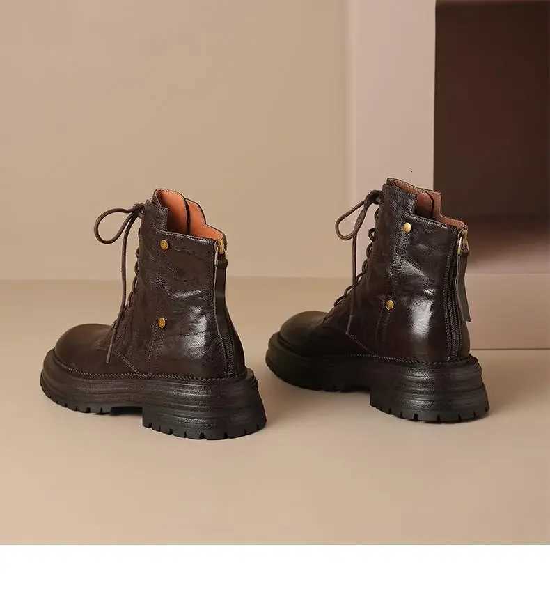 Autumn and Winter 2024 New Thick Soled Short Boots for Women Round Head Thick with All Non-slip British Style Womens BootsT251223