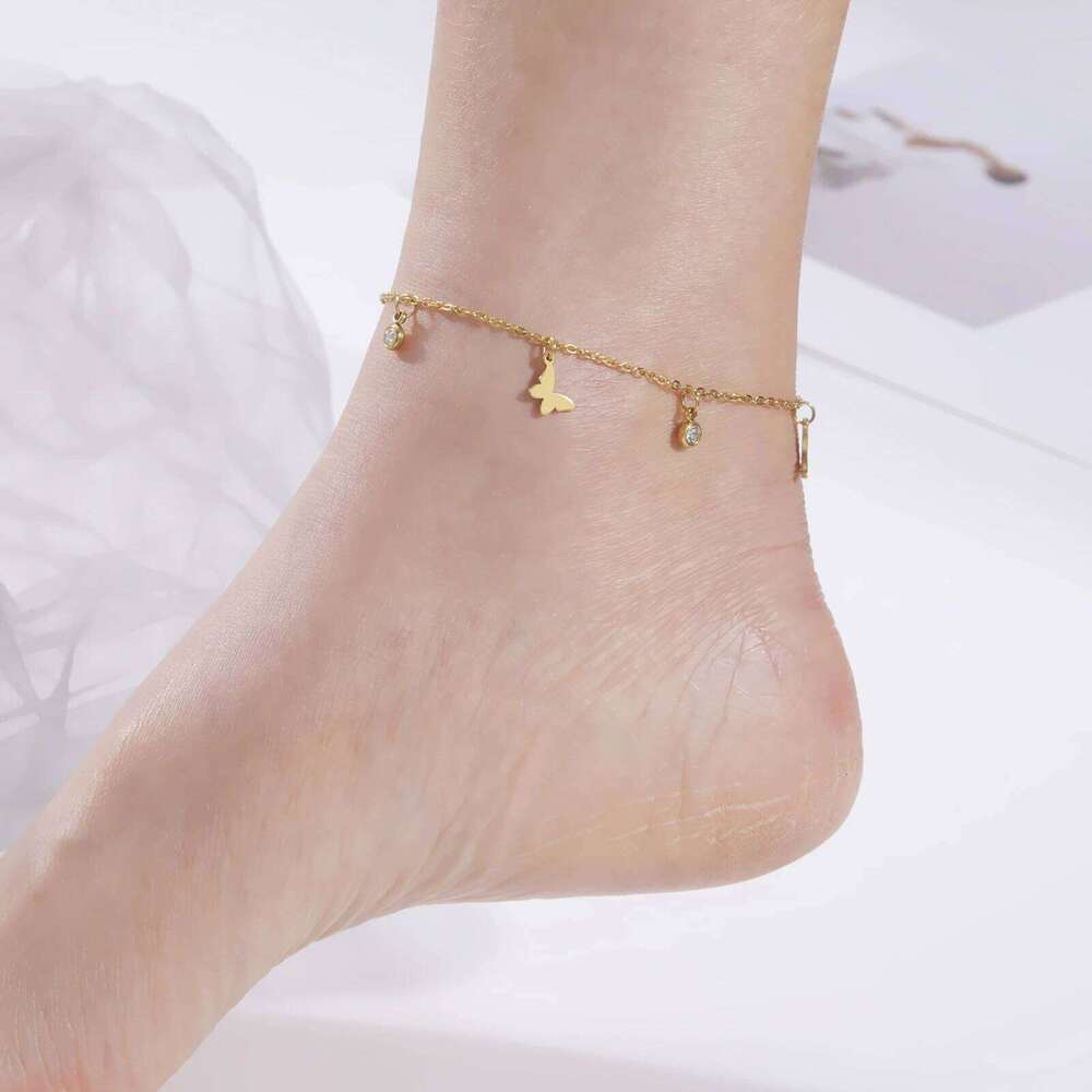 Skyrim Bohemia Heart Crystal Leg Ankle Bracelet Gold Color Stainless Steel Beach Foot Chain Anklet Jewelry Gift for Women Girls 25H1223
