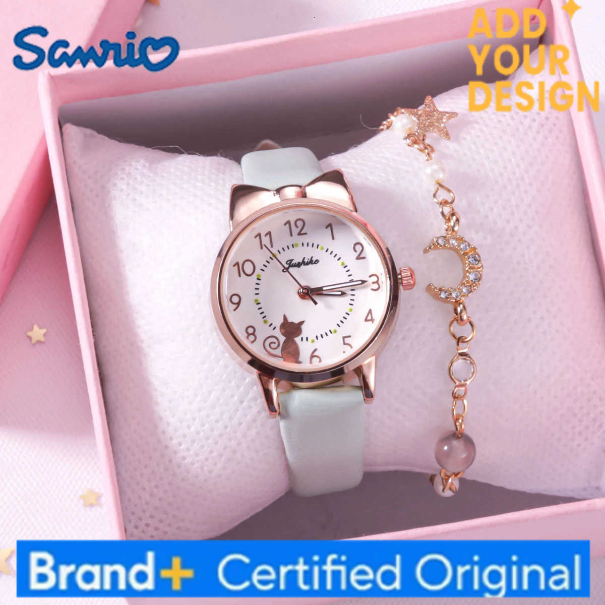 Sanrio Fashion Kids Love Digital Dial Children Watch Set Leather Strap Quartz Watches Kid Girls Clock Children Watch Bracelet no box H251223