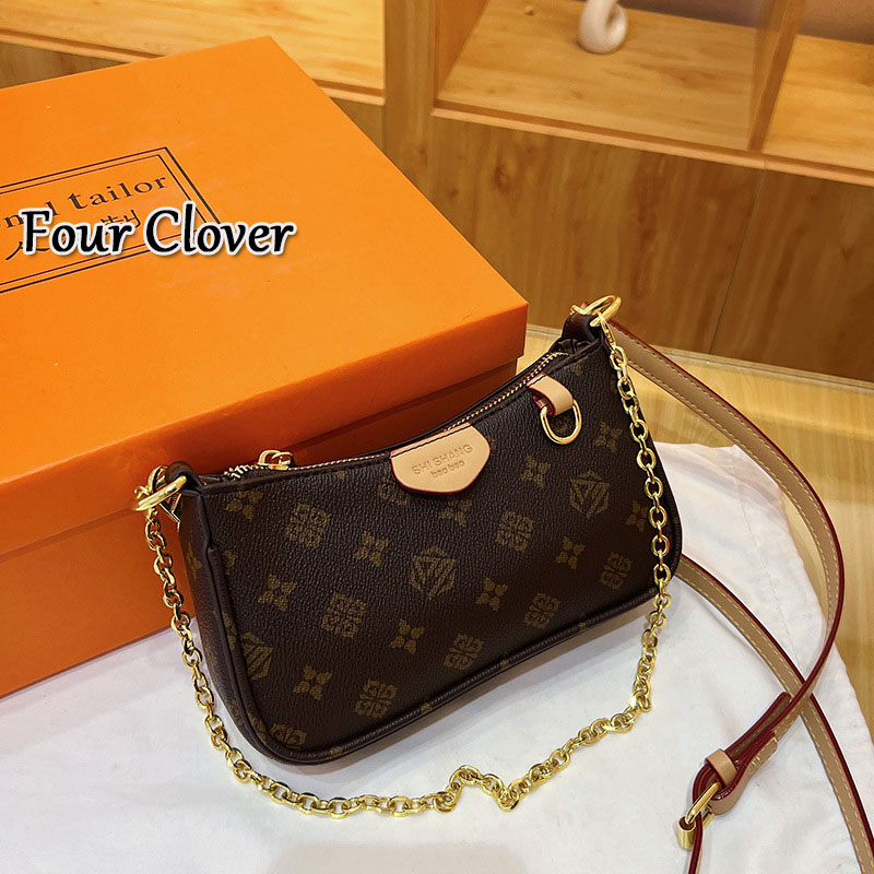 Luxury 2026 Shoulder Bag High-Quality Women's Handbag Brown Leather Classic Chain Bag Evening Clutch Printed Vintage Handbag Shoulder Bag Underarm Bag