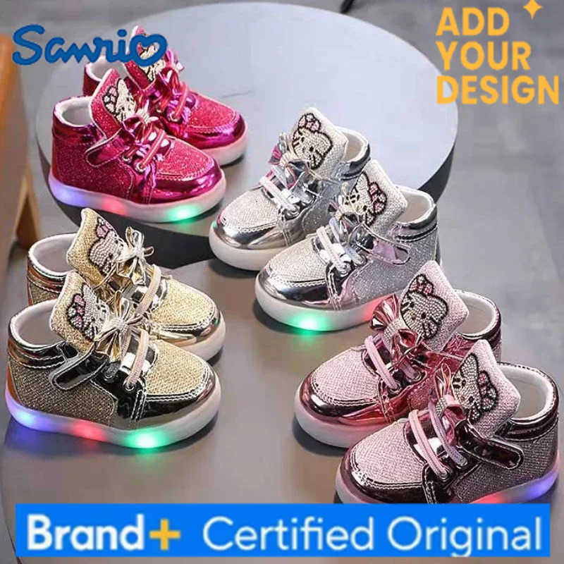 Sanrio New Disney Children Luminous Shoes Boys Girls Hello Kitty Shoes Flashing Lights Fashion Sneakers Toddler Little Kid LED Sneakers H251223