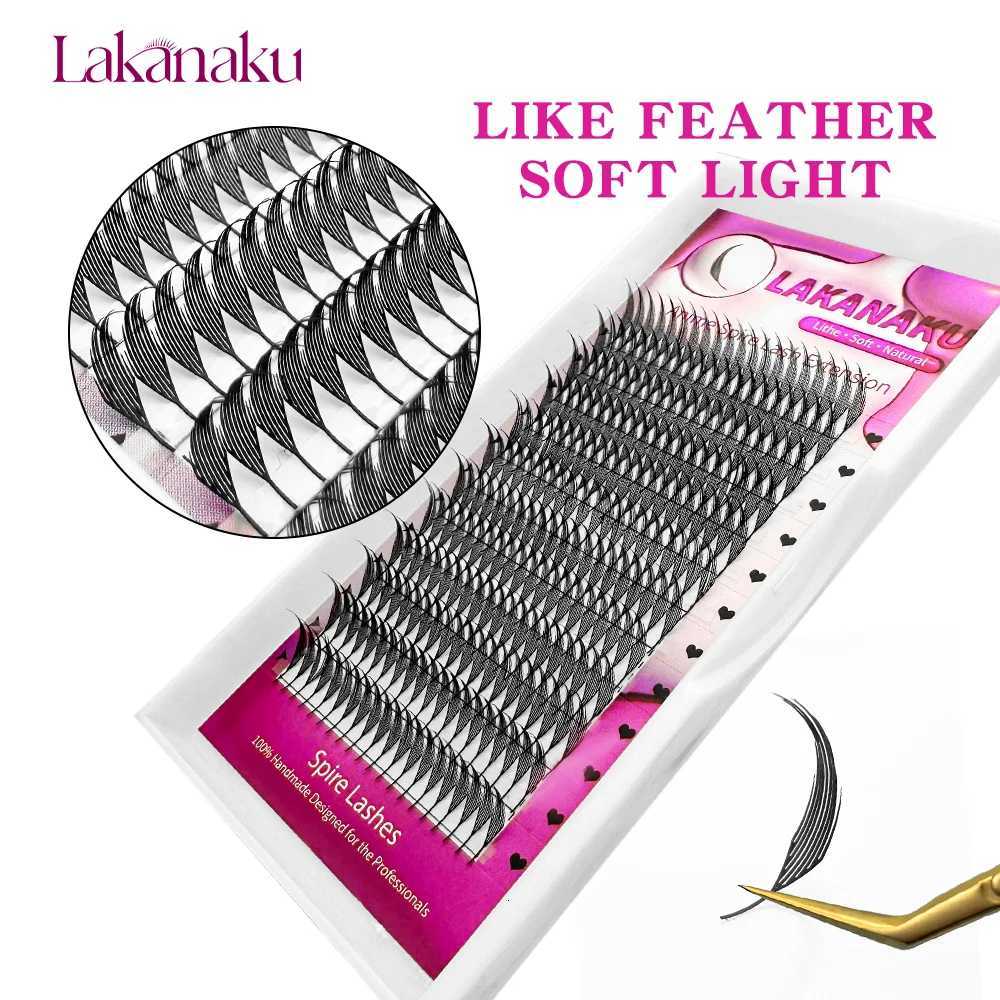 LAKANAKU Spire Lashes Feather Individual Eyelash Extensions B/C/CC/D Cashmere Volume Premade Spikes EyelashesT251223