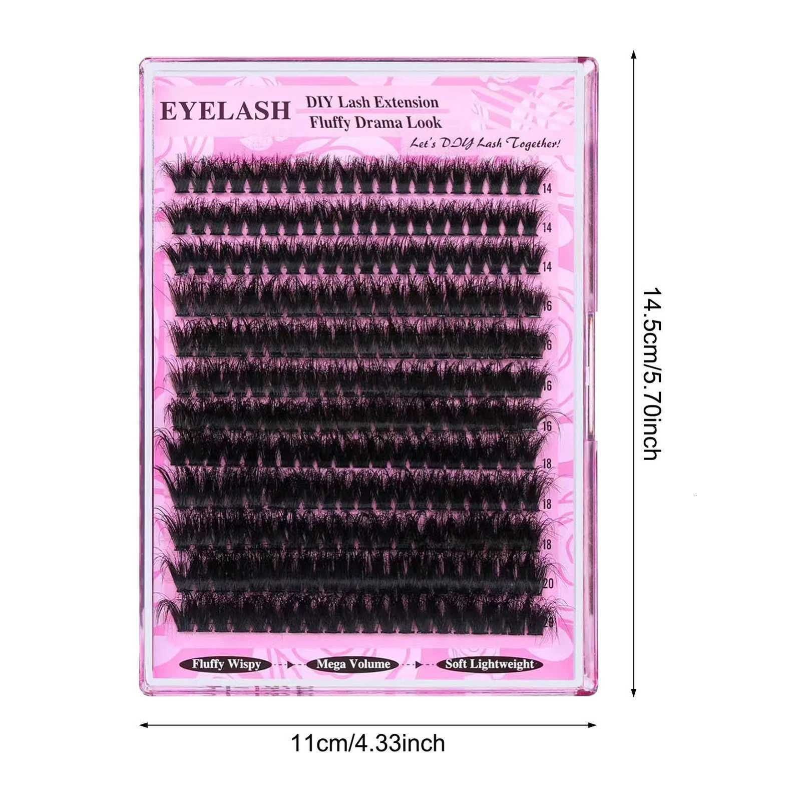 200D Faux mink lash extenstions manga individual cluster lashes 14-20mm natural long black eyelashes D Curl false eyelash makeupT251223