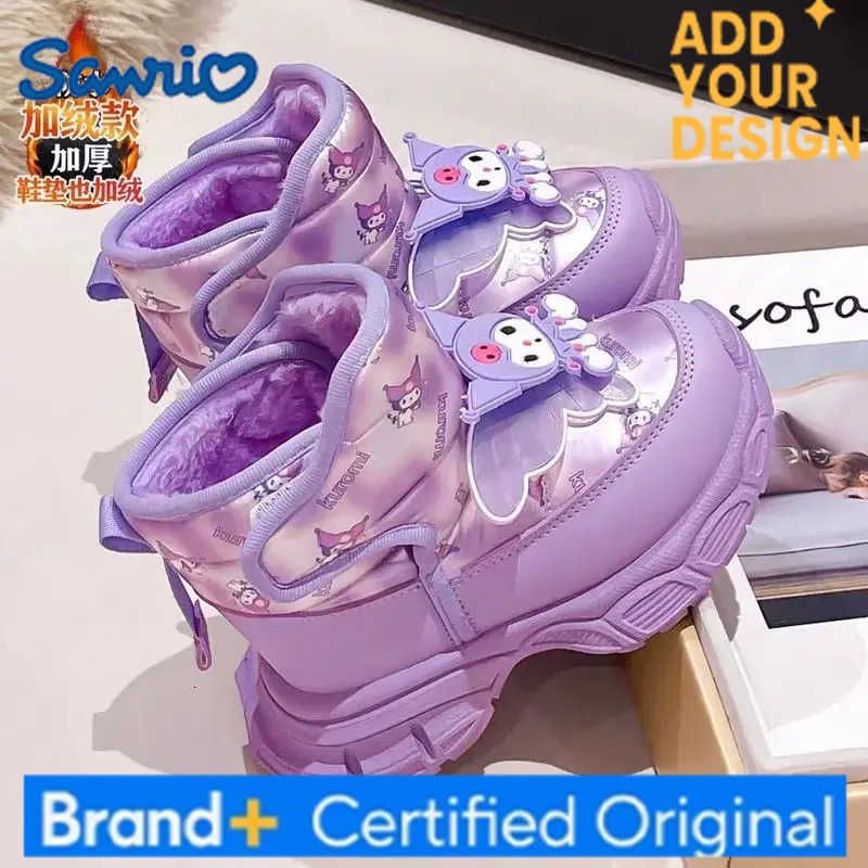 Sanrio Kuromi Girl Cotton Boots Sanrios Winter New Anime Kawaii Cartoon Velvet Water Proof Keep Warm Anti-Slip Thicken Short Boots H251223