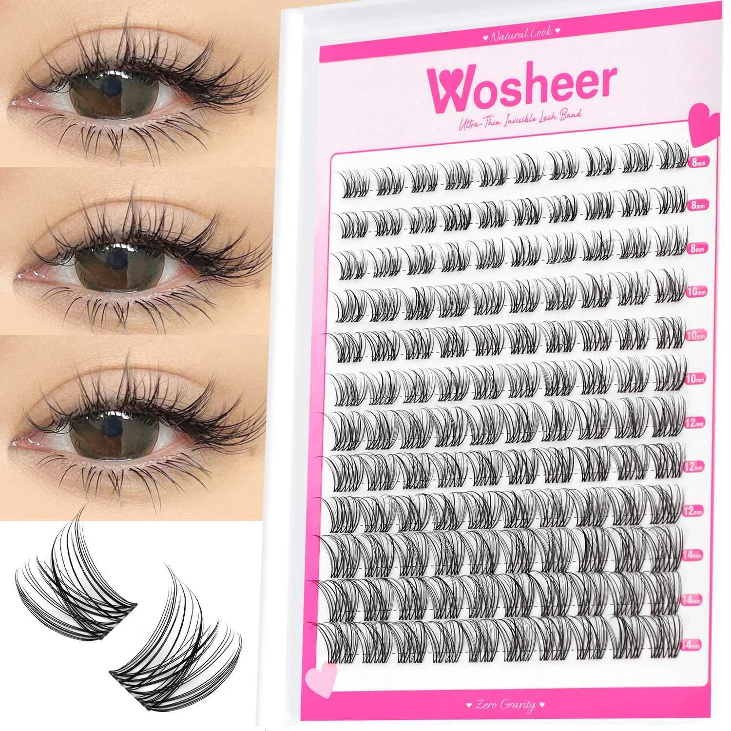 WOSHEER Eyelashes Clusters Natural Eyelash extension Cluster Lashes Volume Mixed Lashes Cluster Natural LashesT251223