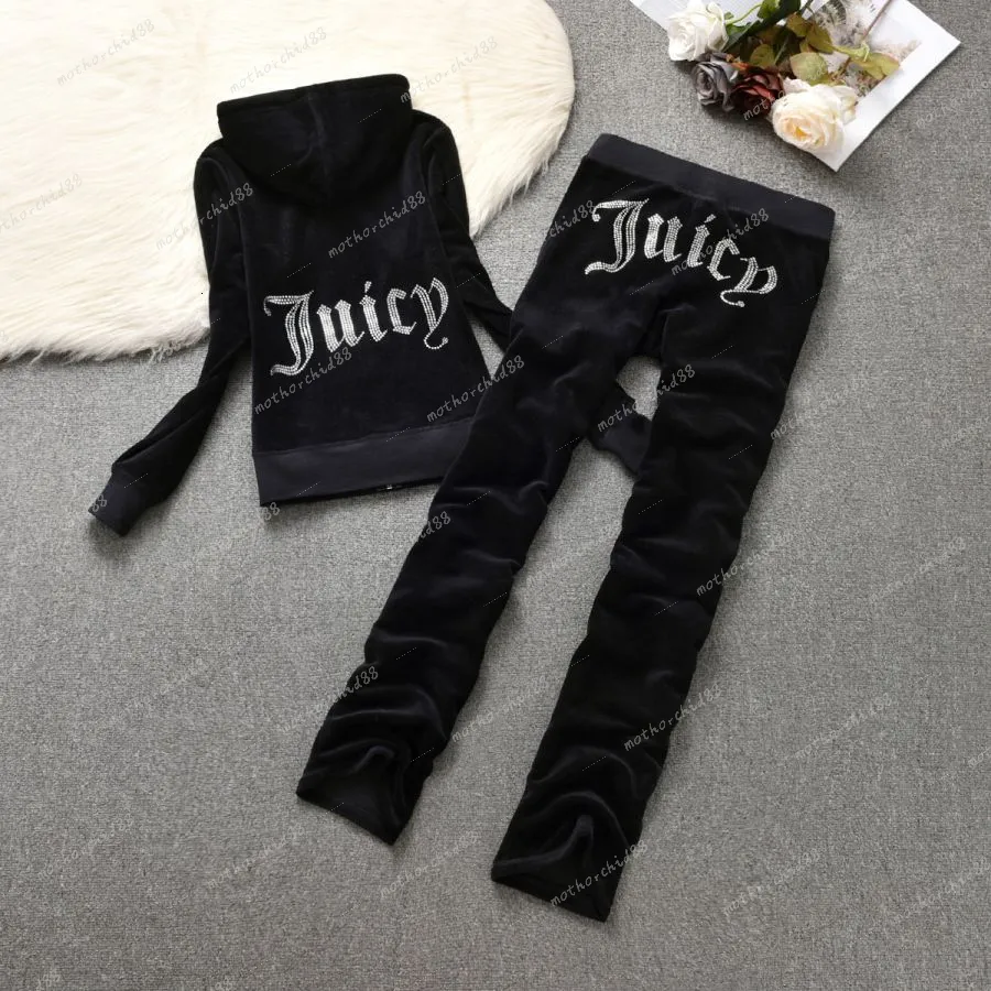 Juicy Womens Tracksuits - Velour Two-Piece Jogging Set with Hoodie & Sweatpants C260312