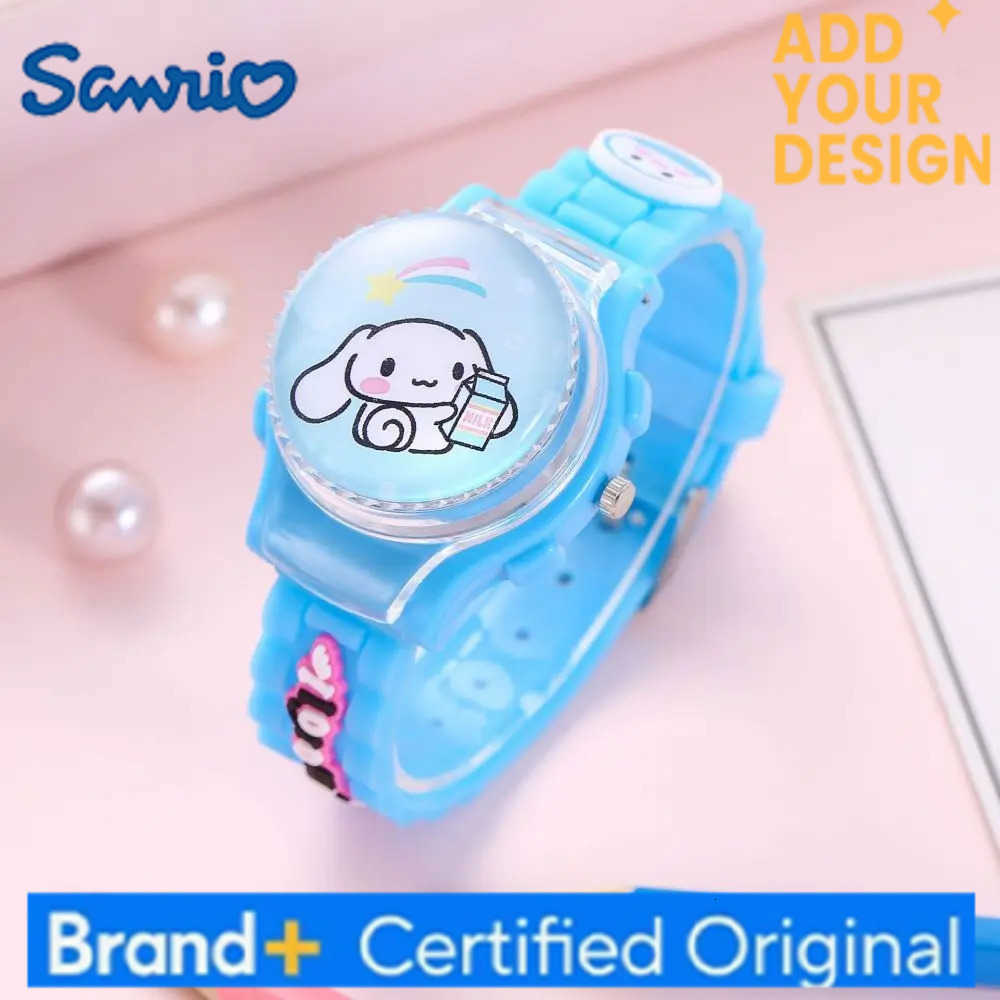 Sanrio Sanrios Cartoon Watch Anime Kuromi My Melody Cinnamoroll Watch Kawaii Crystal Patch Glowing Decompress Rotating Electronic Watch H251223