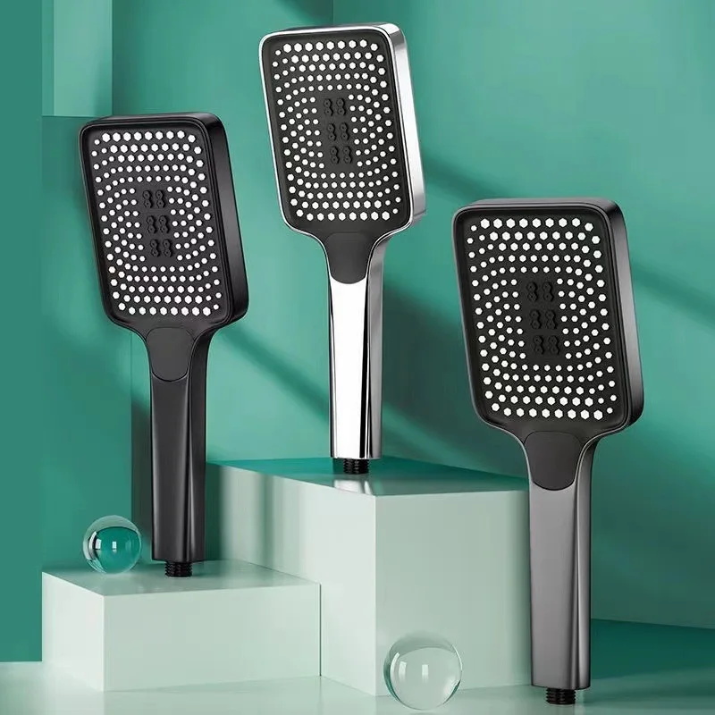 New Square Adjustable Shower Head 4 Modes Rainfall Shower Large Flow Showerhead High Pressure Water Saving Shower Mixer Bathroom Accessories
