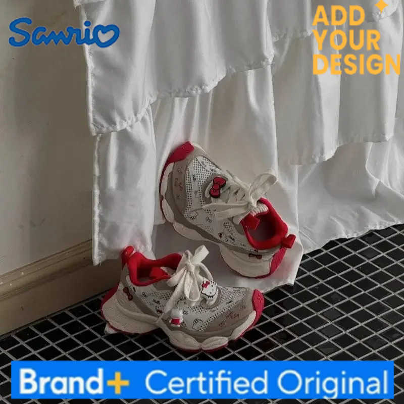 Sanrio Anime Cartoon Children Hello Kitty Mesh Sneakers Kawaii Spring Autumn New Breathable Casual Running Dad Shoes Soft Bottom H251223