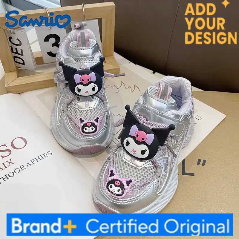 Sanrio Kuromi Sneakers Girl Autumn Winter Mesh Surface Ventilate Child Anti-Slippery Kawaii Anime Cartoon Fashion Casual Shoes H251223