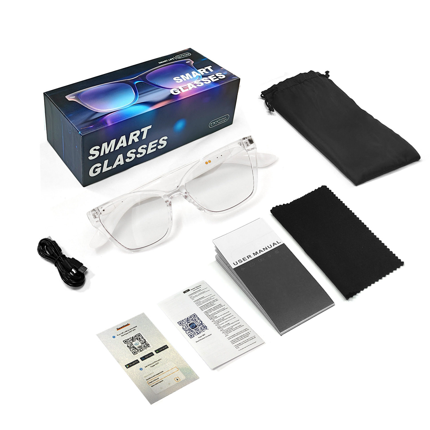 New AI Translation Bluetooth Anti Blue Light Glasses Real time Translation in Over 100 Languages Smart Glasses for Music Listening and Calls