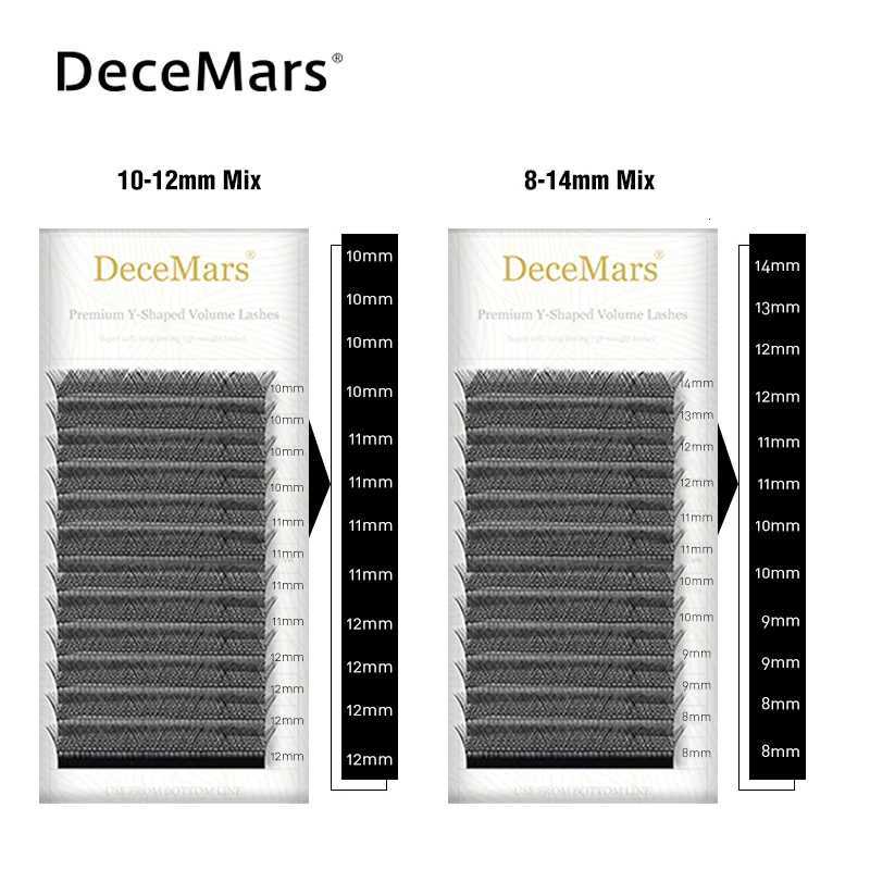 DeceMars YY Shape Black Brown Eyelashes Extensions Two Tip Lashes C/D Curl High Quality IdividualT251223